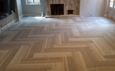 wood flooring in herringbone pattern